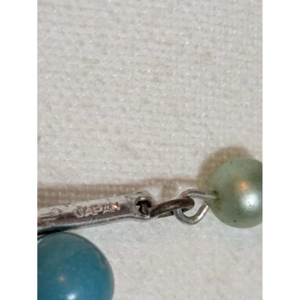 Vintage Japan Multi Strand Beaded Necklace In Faux Turquoise & Seafoam Green 14